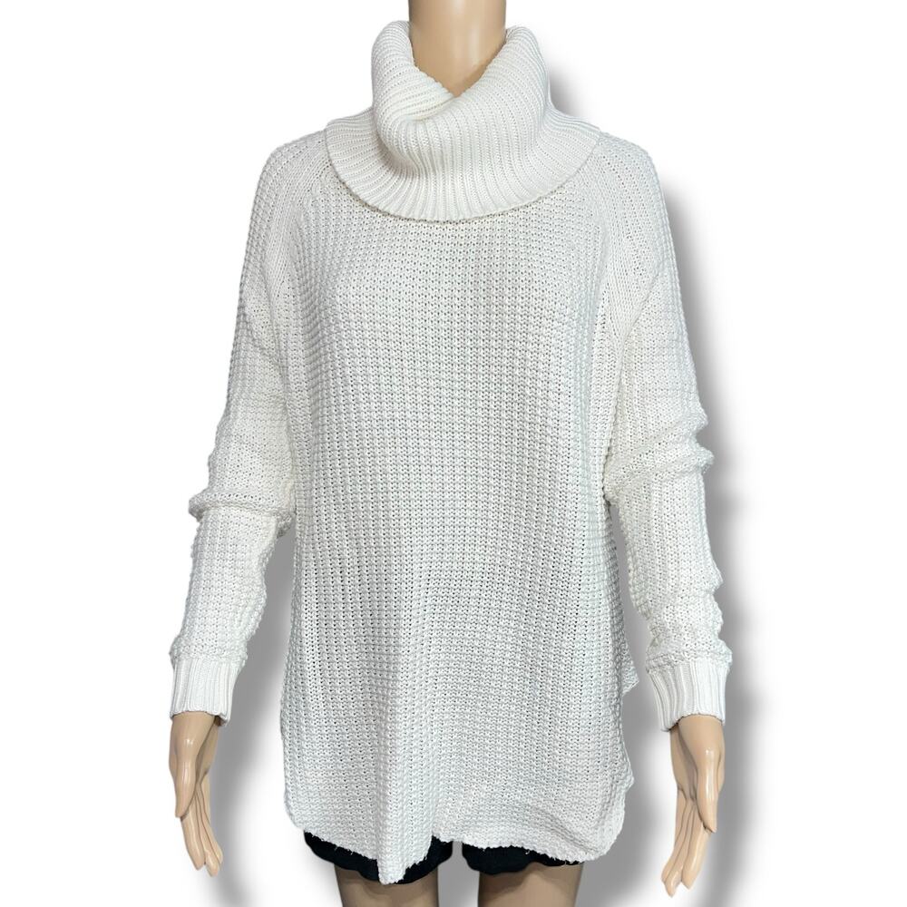 A New Day Womens Tunic Sweater Knit Cowl Neck Long Sleeves Pullover Cream Small